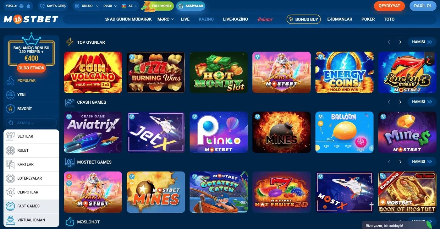 Mostbet indir: kazino və tətbiqdəki oyunlar